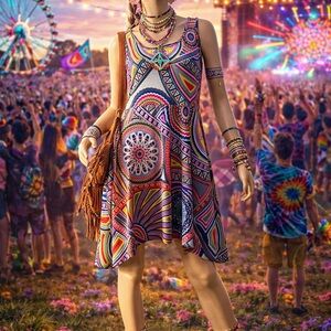 Luxe Multicolor Boho Mini Dress